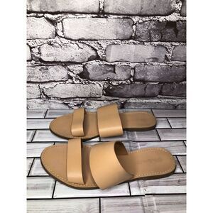 Madewell Tan Brown Double Strap Slides Flats Casual Sandals Women Sz 10M US/41EU